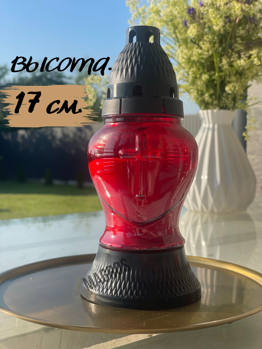 Свеча-лампада стеклянная Lo-19 красный цвет