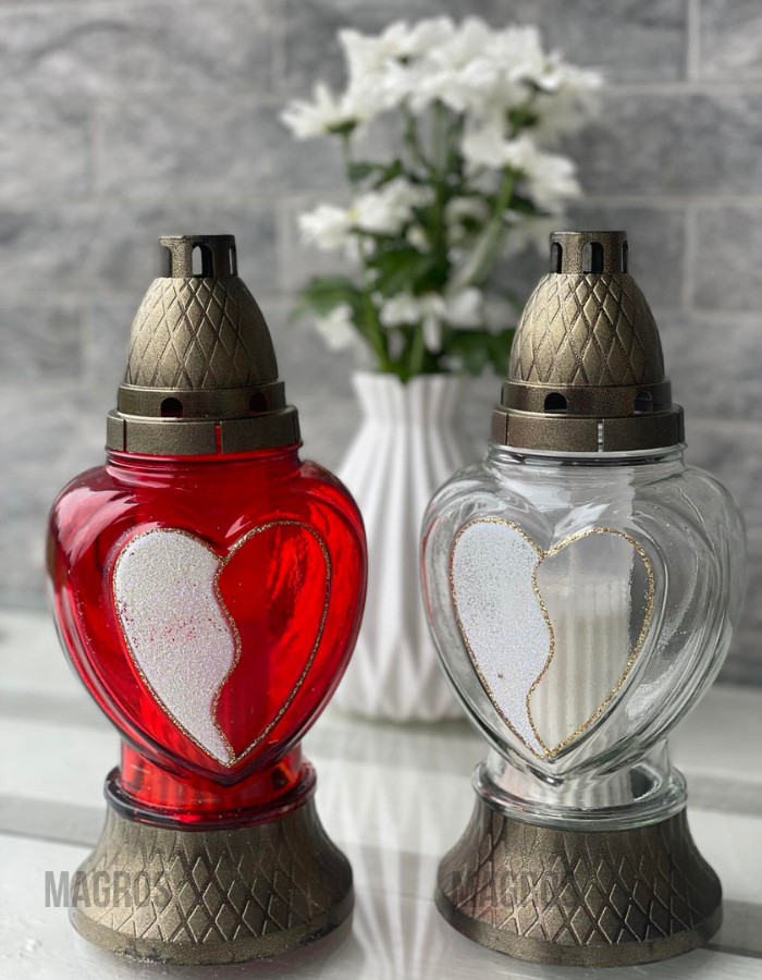 Лампада стеклянная C-14 сердце MIX