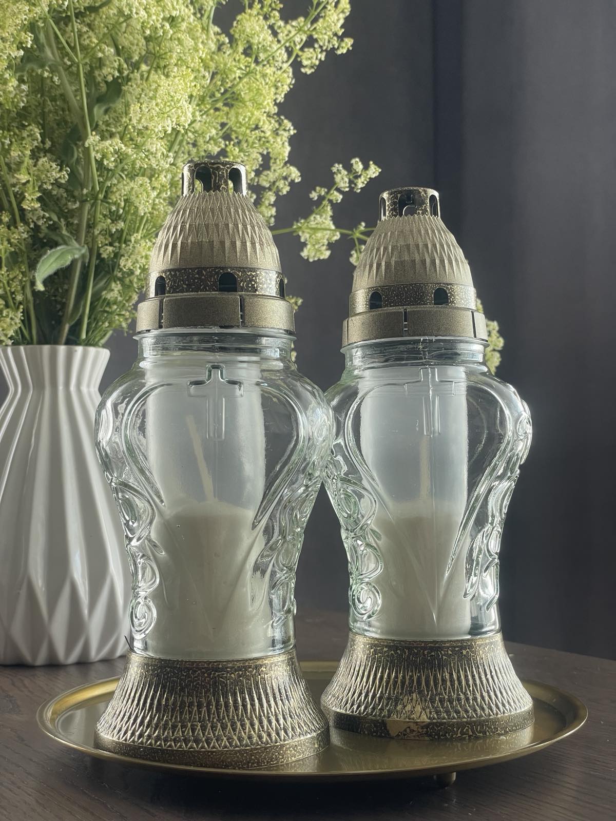 Свеча-лампада стеклянная Z-73 белая